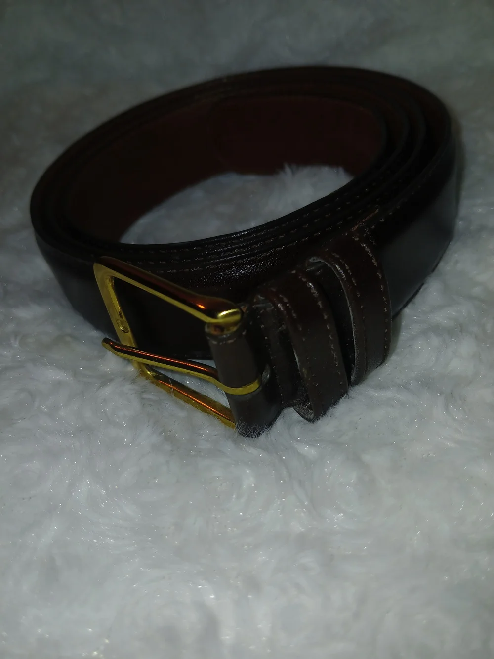 Coach Dark Brown Leather Belt with Gold Buckle Size 44